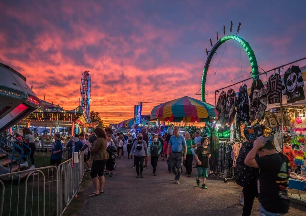 state fair crowd wide shot