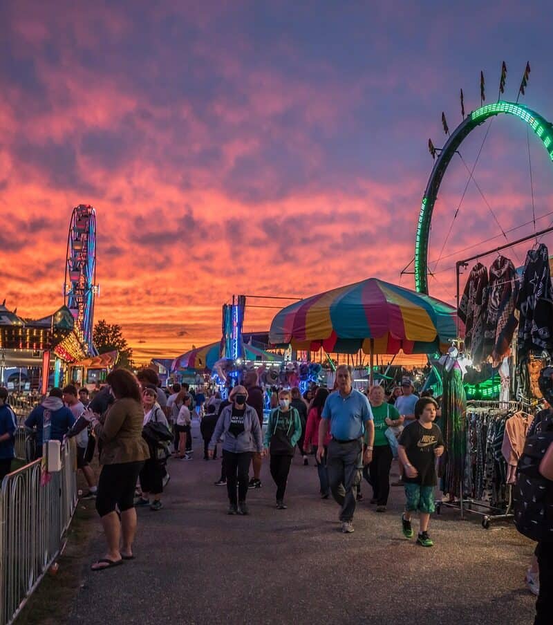 state fair crowd wide shot