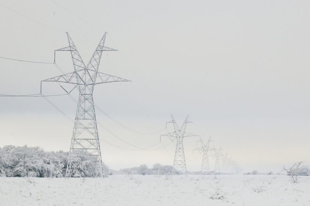 Texas ice storm highway power lines”