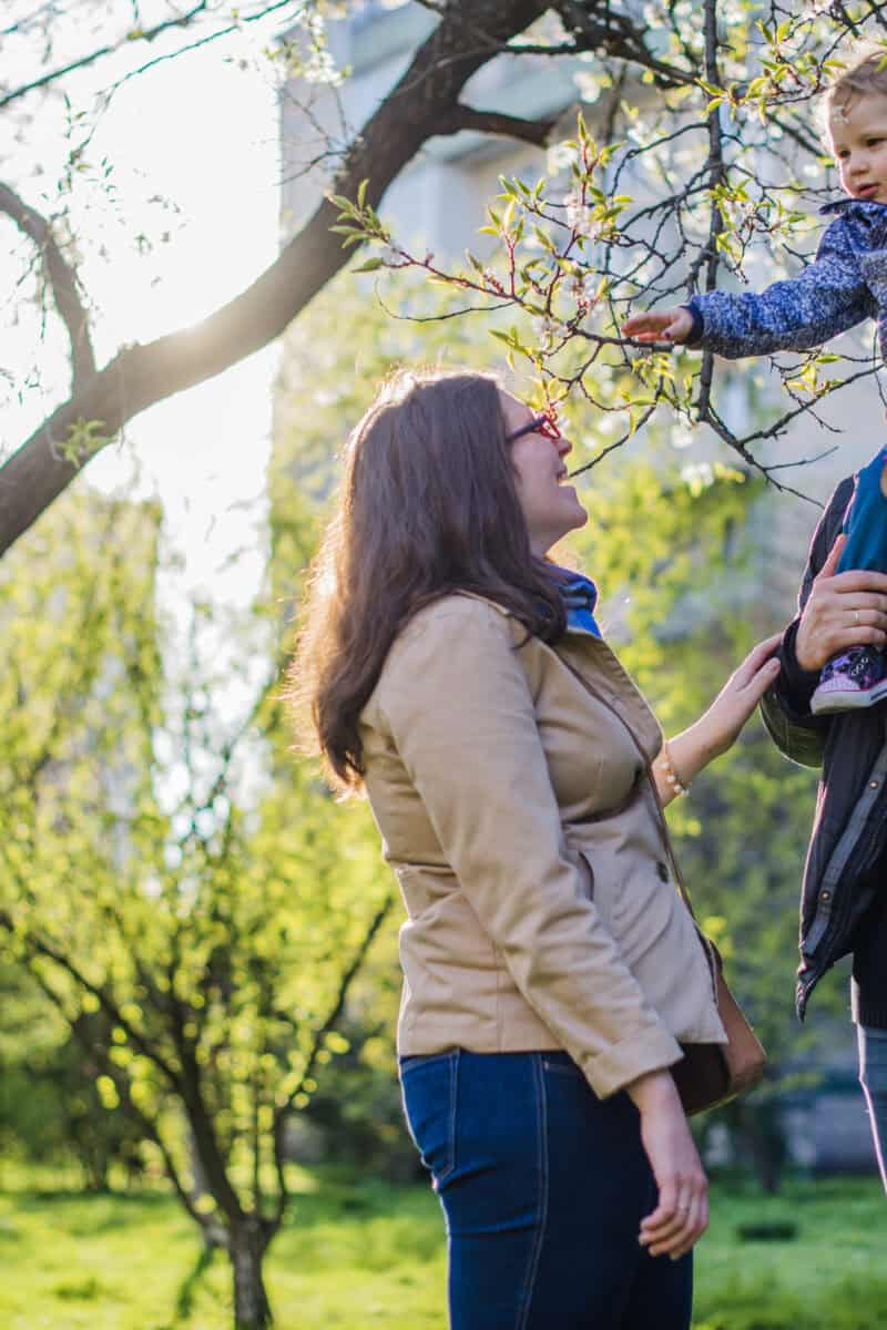parents with children in park