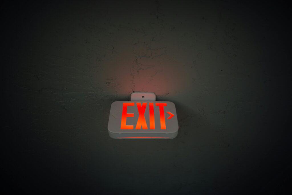 emergency exit sign bar interior