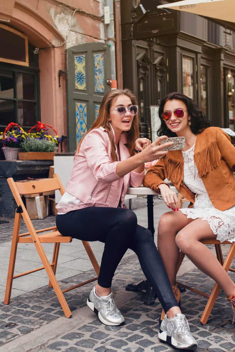 busy European cafe travelers