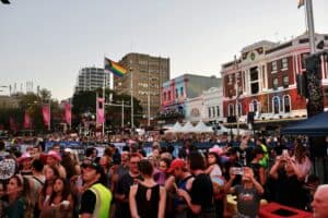 diverse locals city street