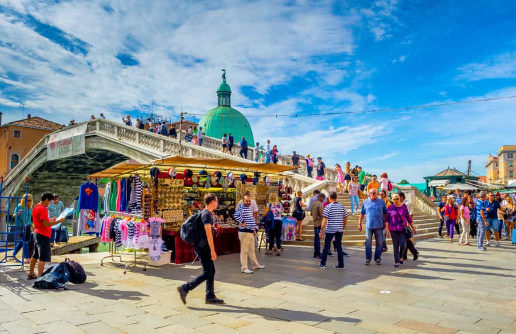Venice overtourism crowd bridges