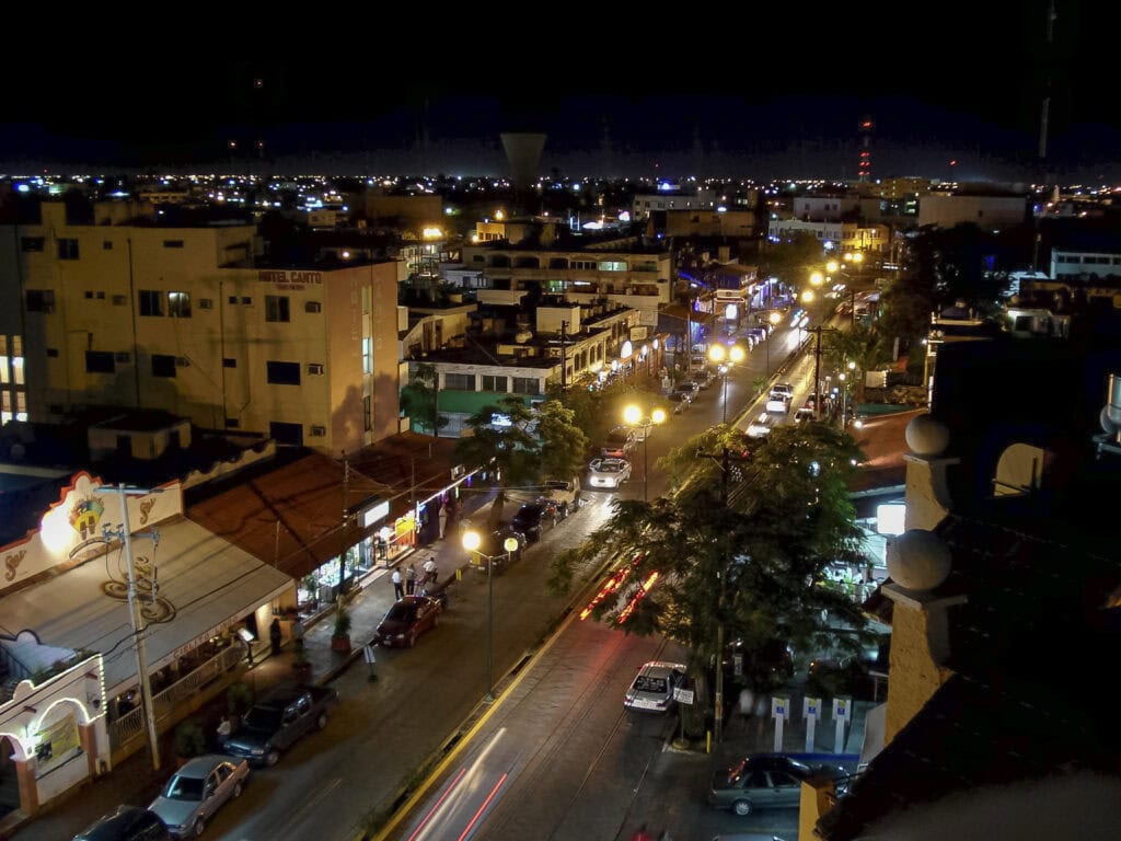 Cancun downtown at night