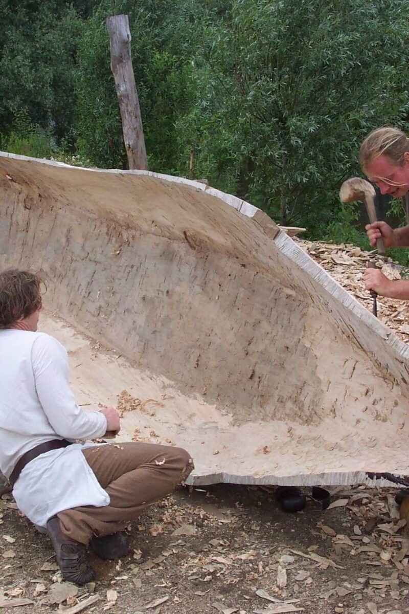 prehistoric dugout canoe reconstruction