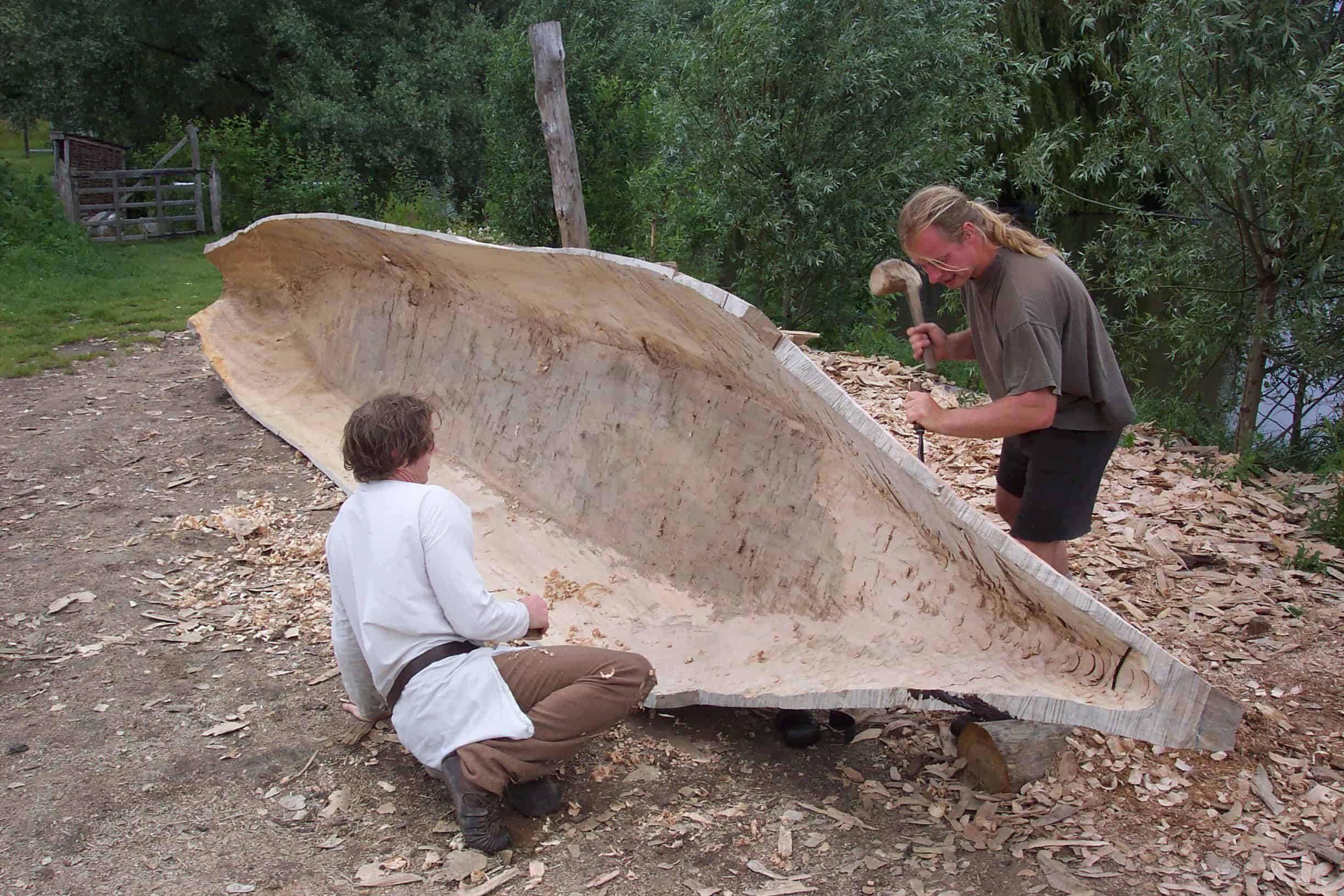 prehistoric dugout canoe reconstruction