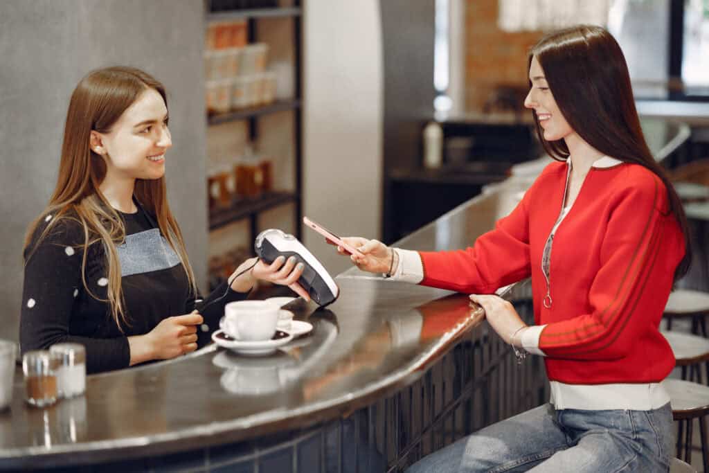 café counter customer interaction