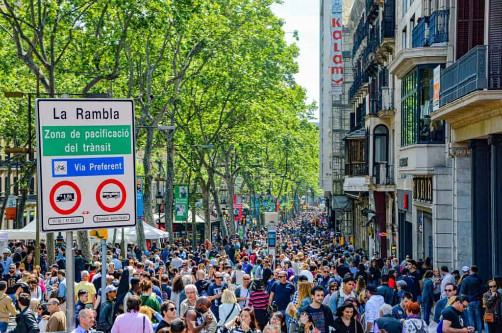“Barcelona overtourism crowd”