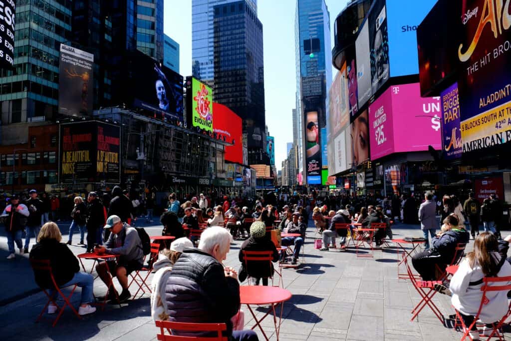 Times Square crowd daytime