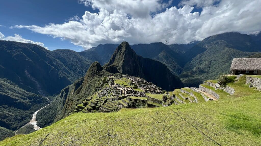 Machu Picchu terraces morning mist