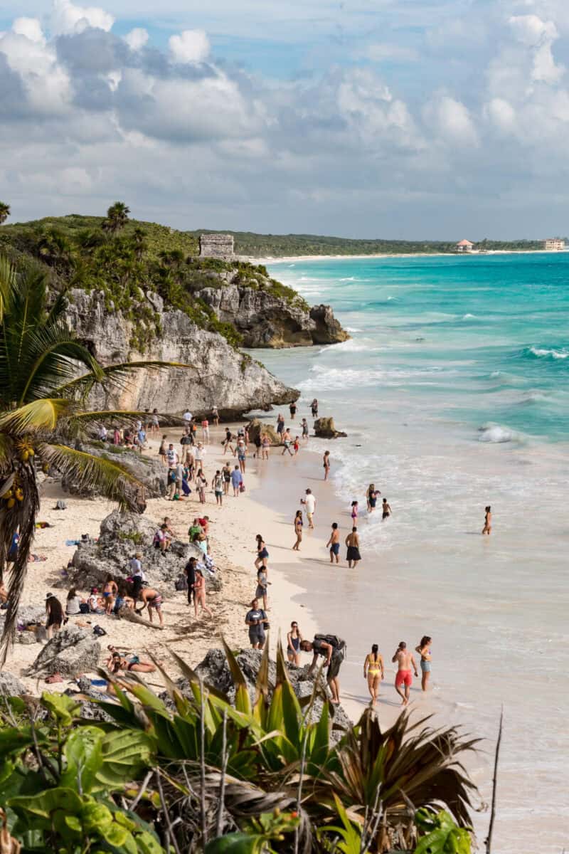 Tulum ruins beach turquoise water aerial