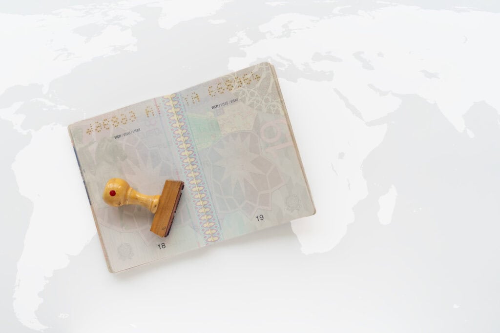 passport blank visa pages close up