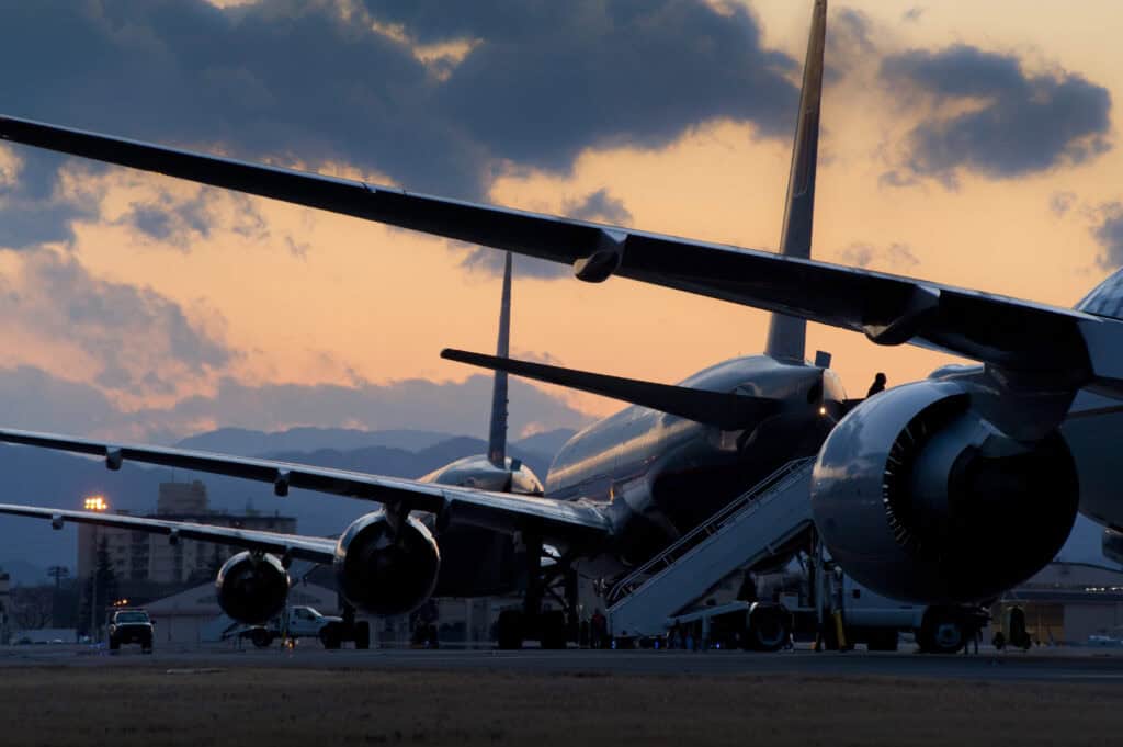 airplane parked airport turnaround operations
