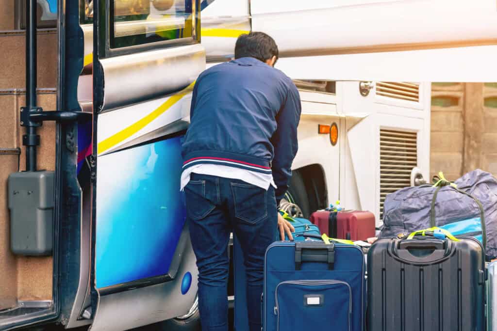 backpacker bus travel Southeast Asia luggage