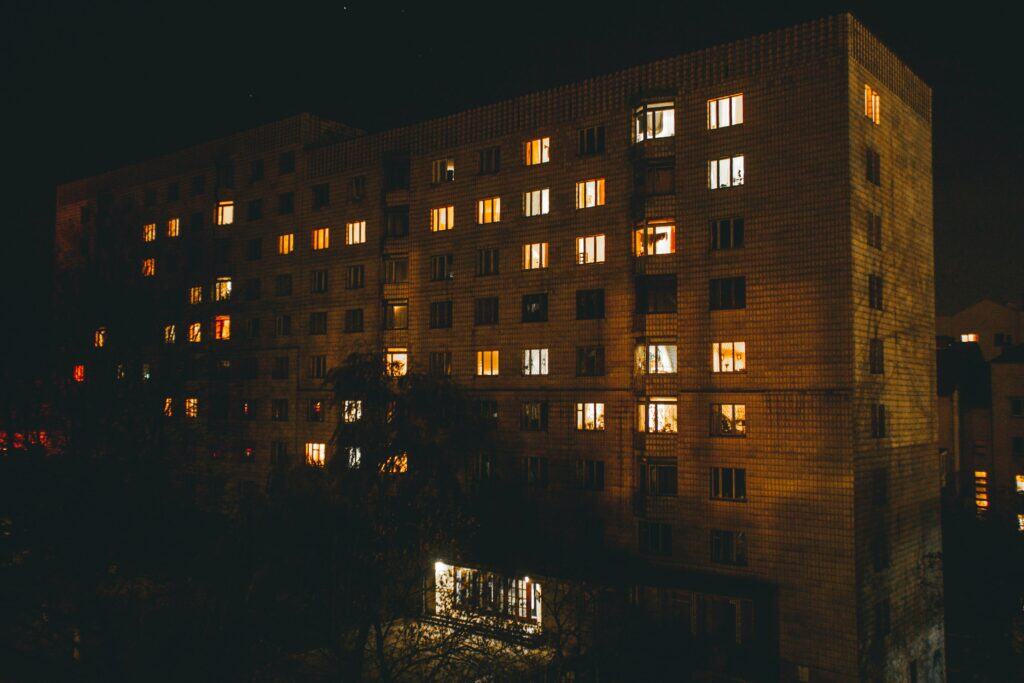 Disneyland hotel exterior evening lights