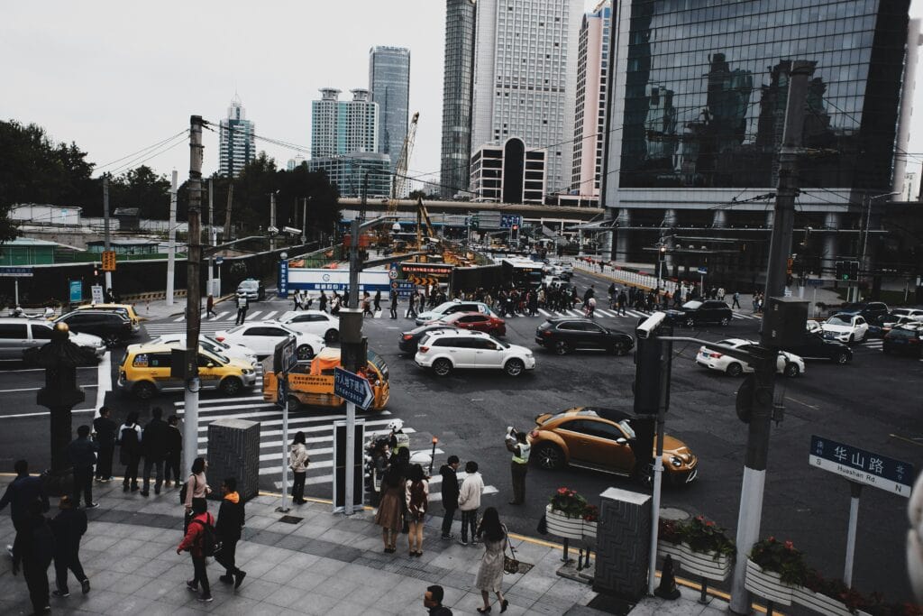 Shanghai street crowd urban