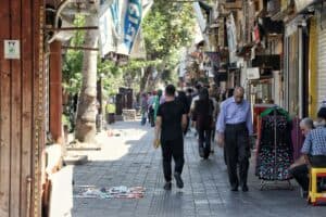 Iran bazaar friendly interaction