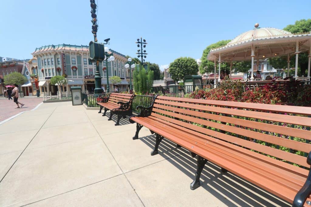 resting bench Disney park shade