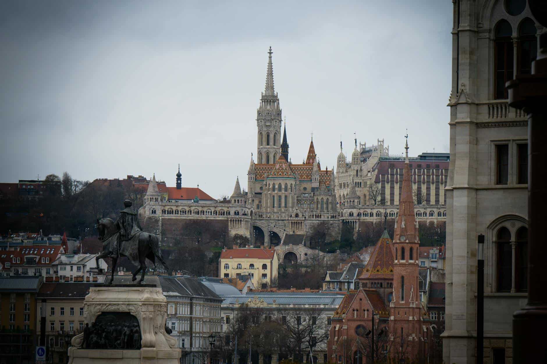 Magnificent view of Fisherman's Bastion and Matthias Church in Budapest, Hungary.