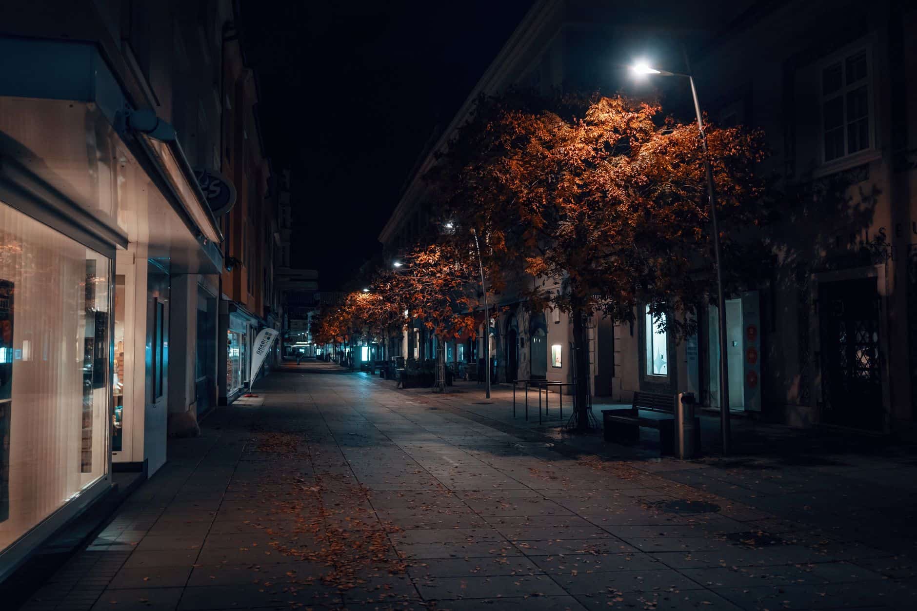 European city empty streets autumn