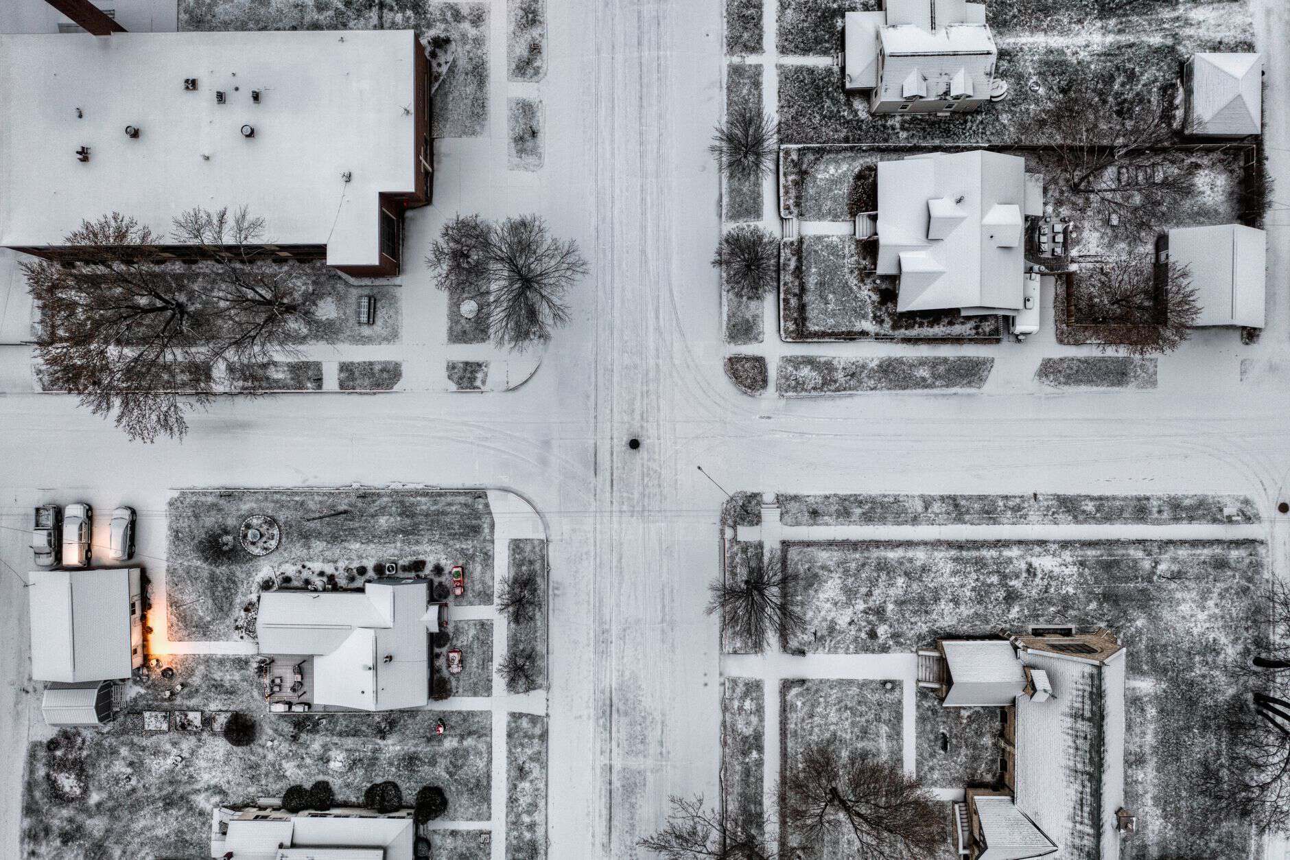 snow covered plains midwest town