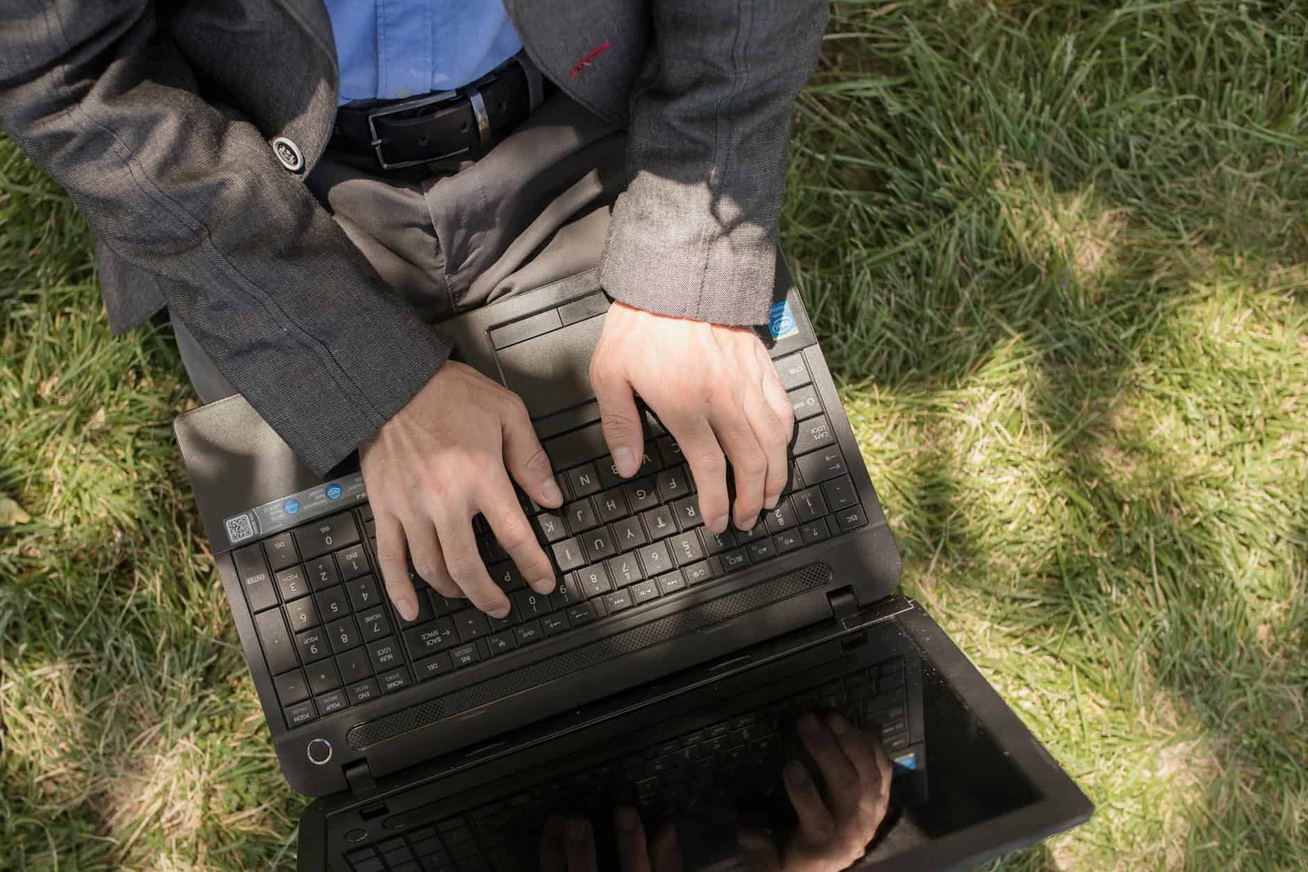 remote work laptop outdoor