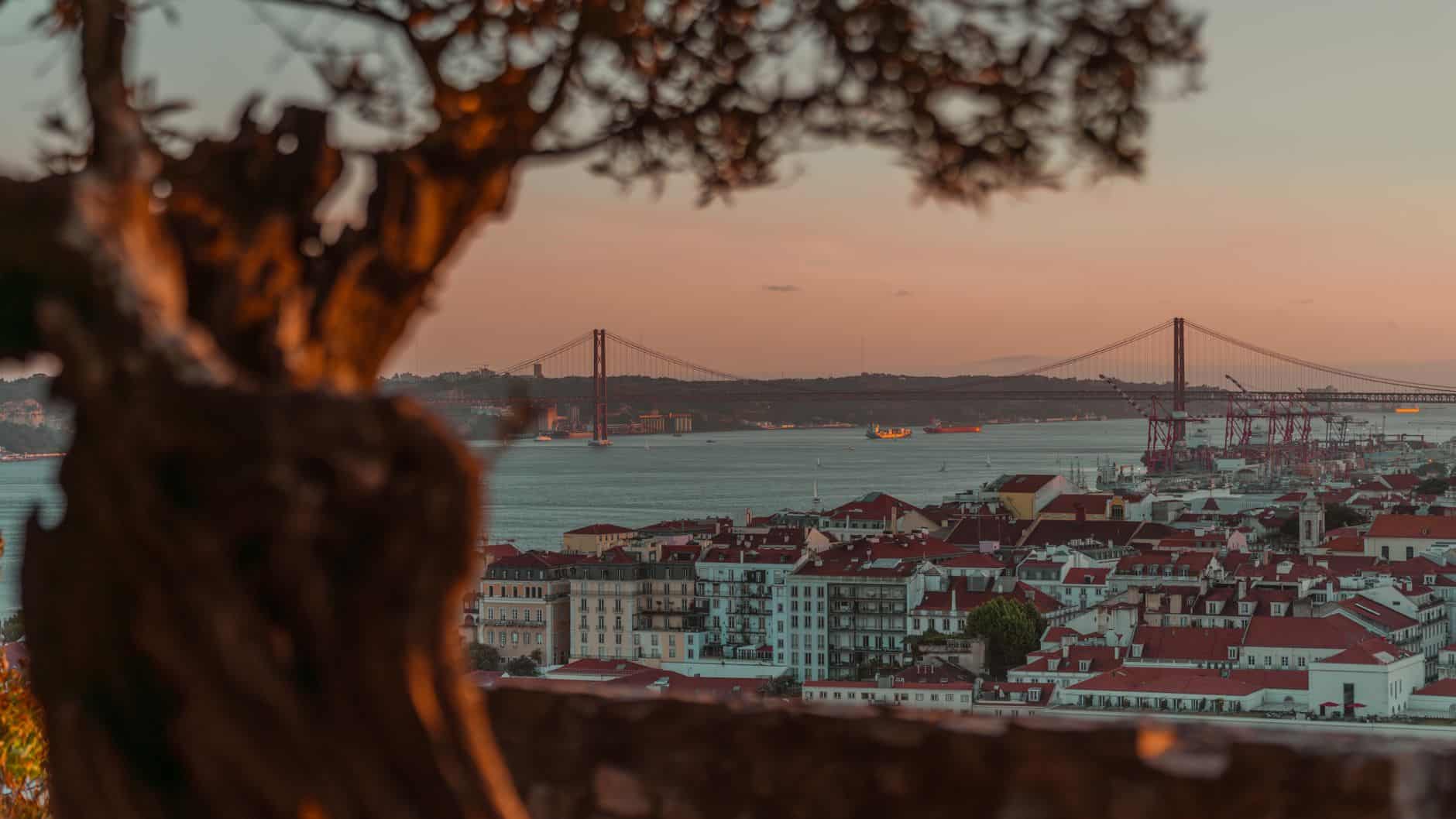 Lisbon cityscape sunset