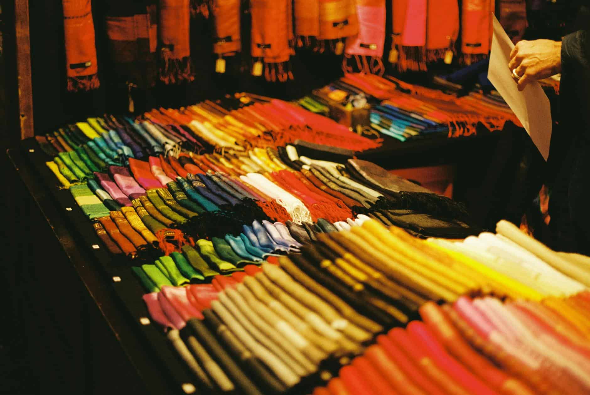 Barcelona street market scarves