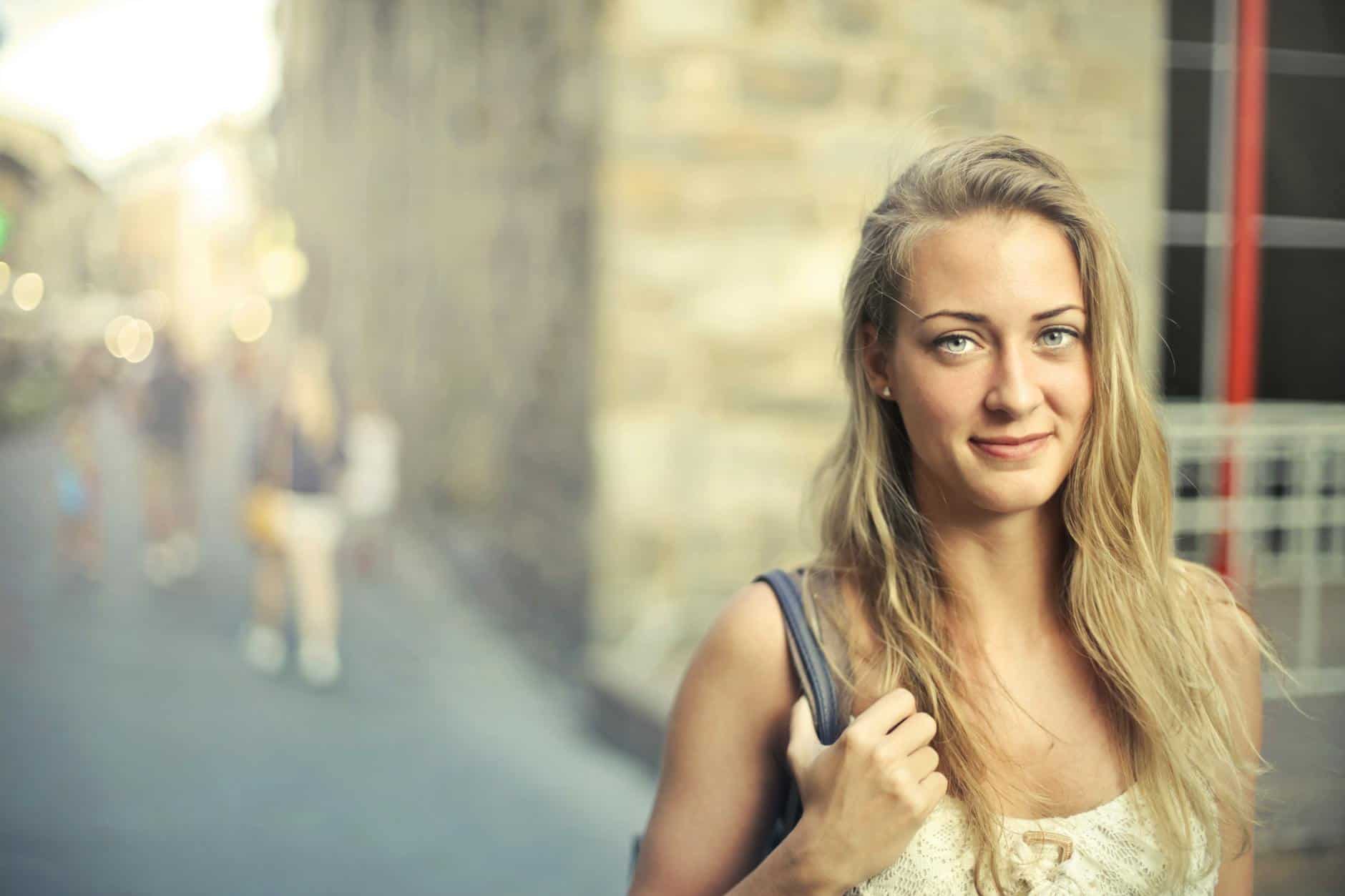 confident tourist walking