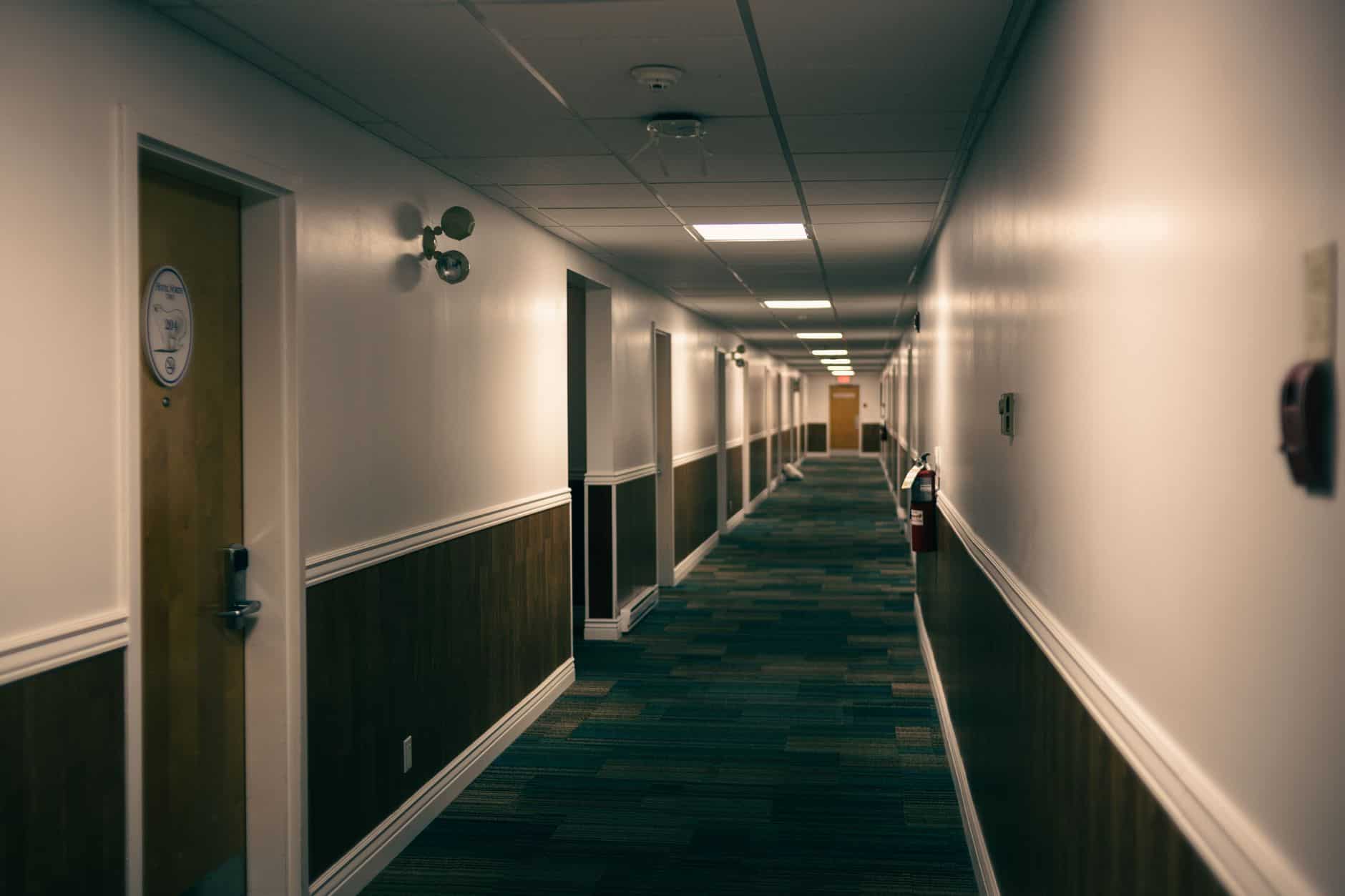 empty hotel corridor