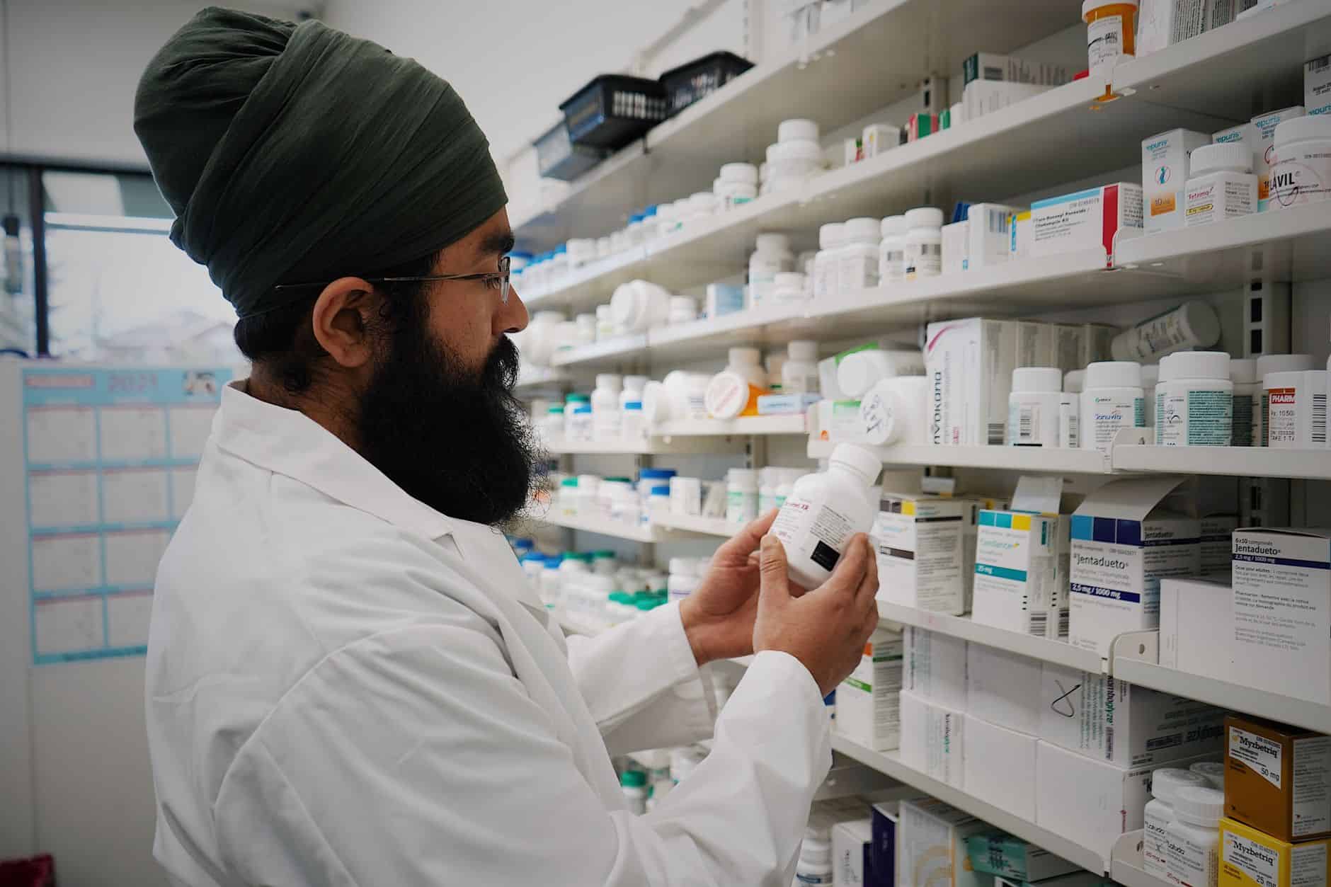 pharmacy medicine shelves