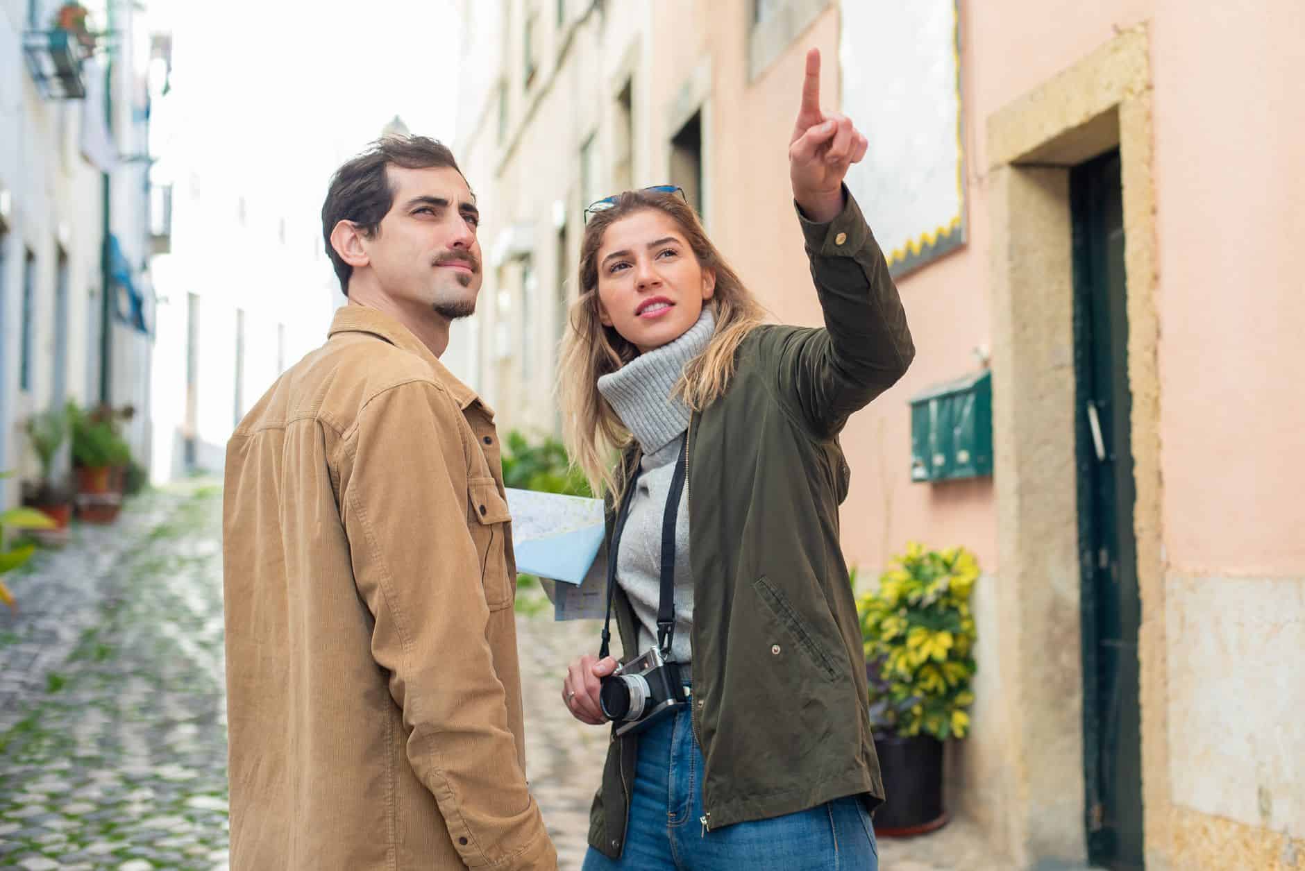 tourist asking directions local