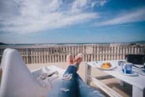 Enjoy a peaceful morning on the beach with a light breakfast and stunning ocean view.
