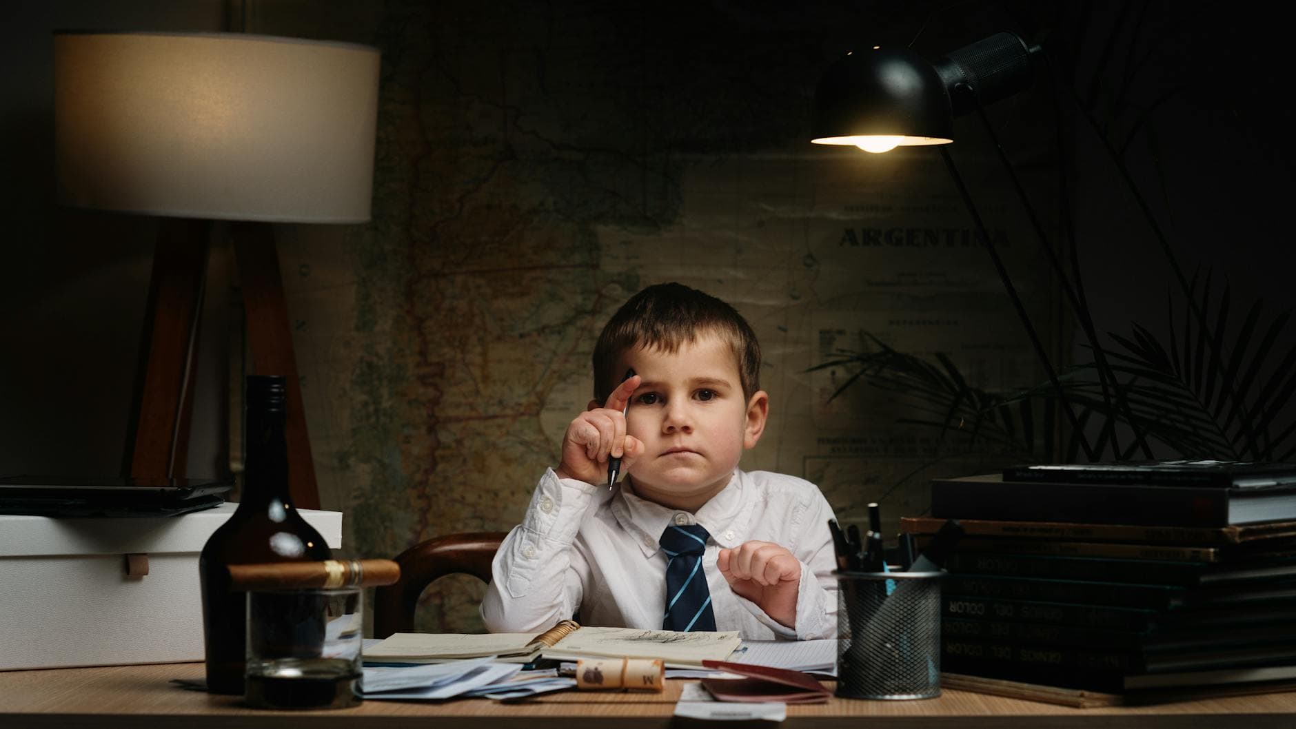 person working desk dreaming