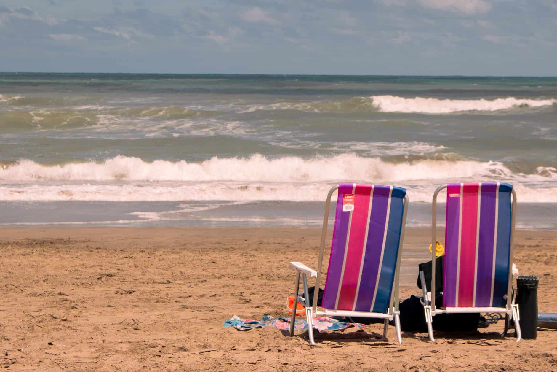 empty beach chairs