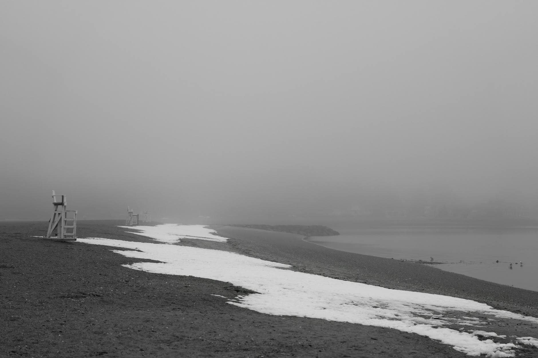 empty beach winter morning