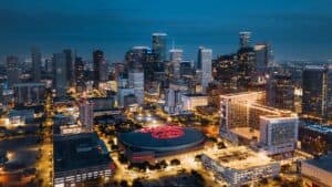 Dallas Texas skyline at dusk