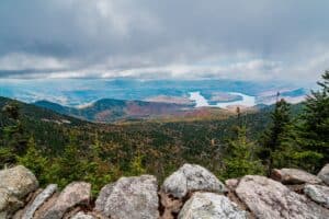 Adirondack Mountains lake and forest in New York