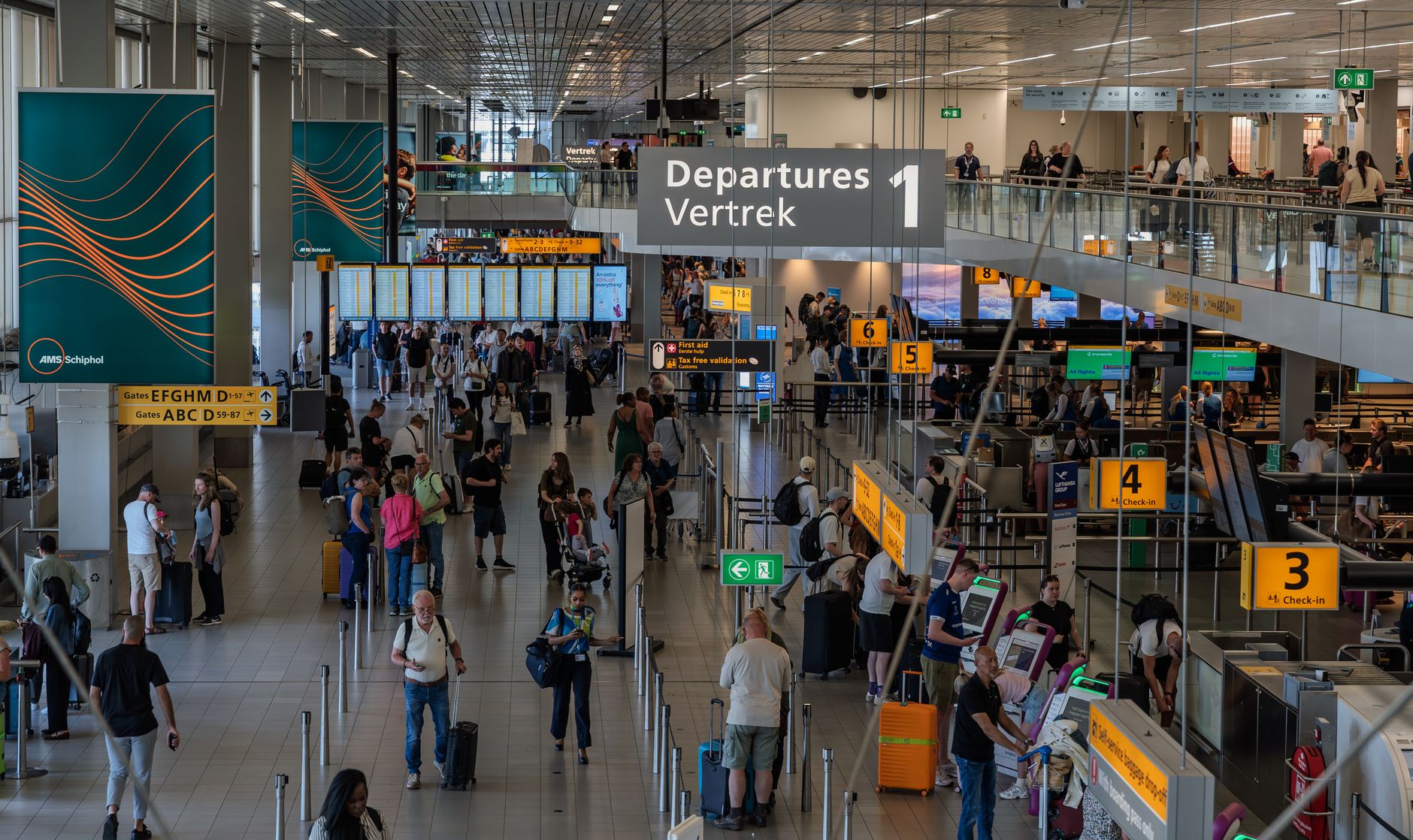 Airport departure gate travelers