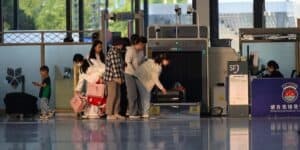 Airport security checkpoint line