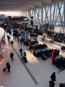 Airport terminal crowd