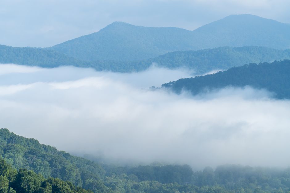 Asheville North Carolina mountain view at dusk