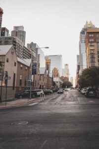 Rainey Street district in Austin Texas with bars and restaurants