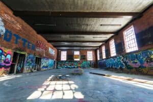 Denver RiNo district murals on converted warehouse buildings