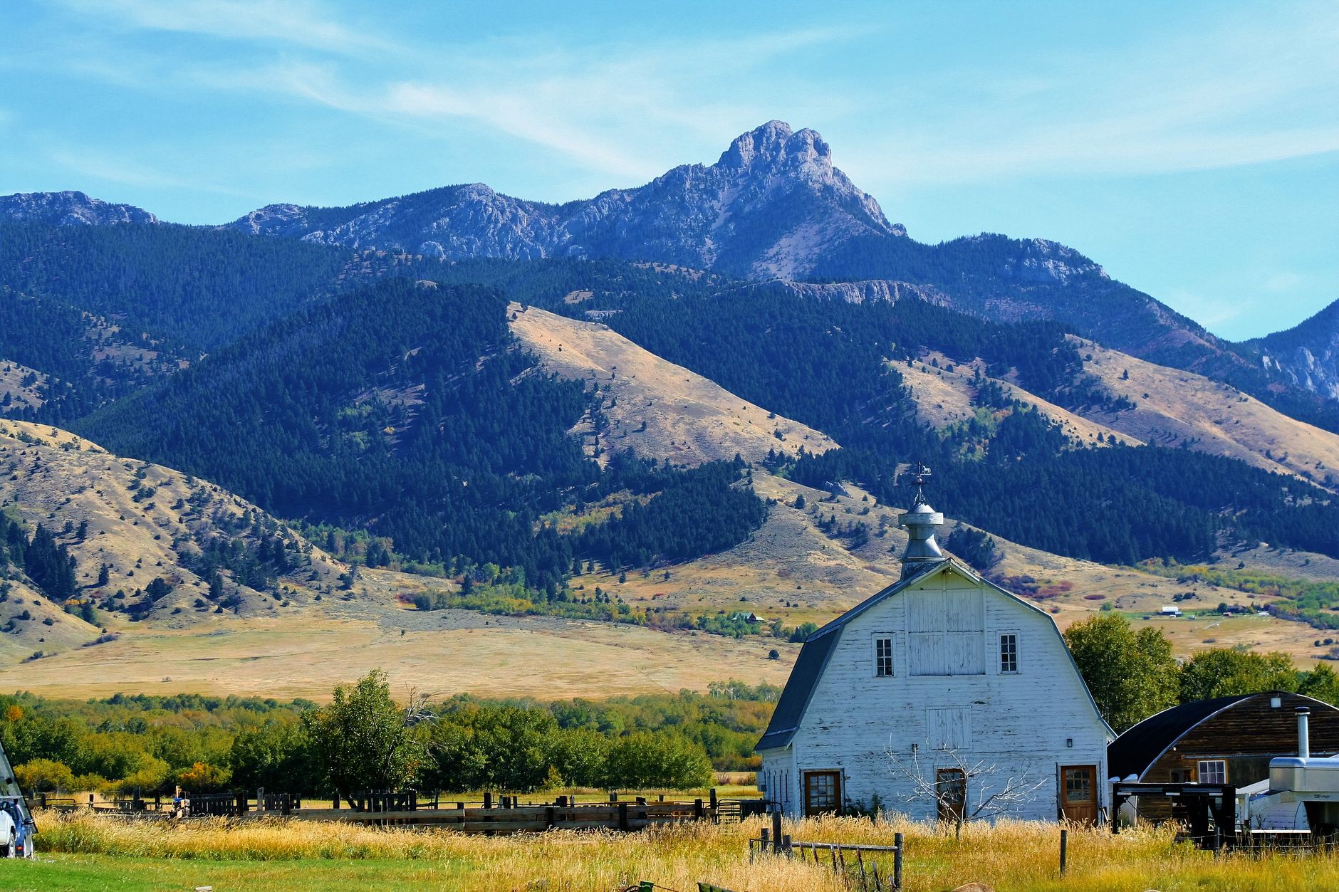 Downtown Bozeman Montana with mountain backdrop