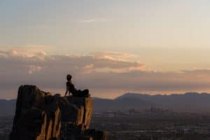 Phoenix Arizona skyline with desert mountains