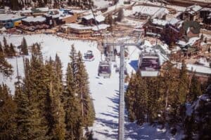 Empty Colorado ski town street during off-season