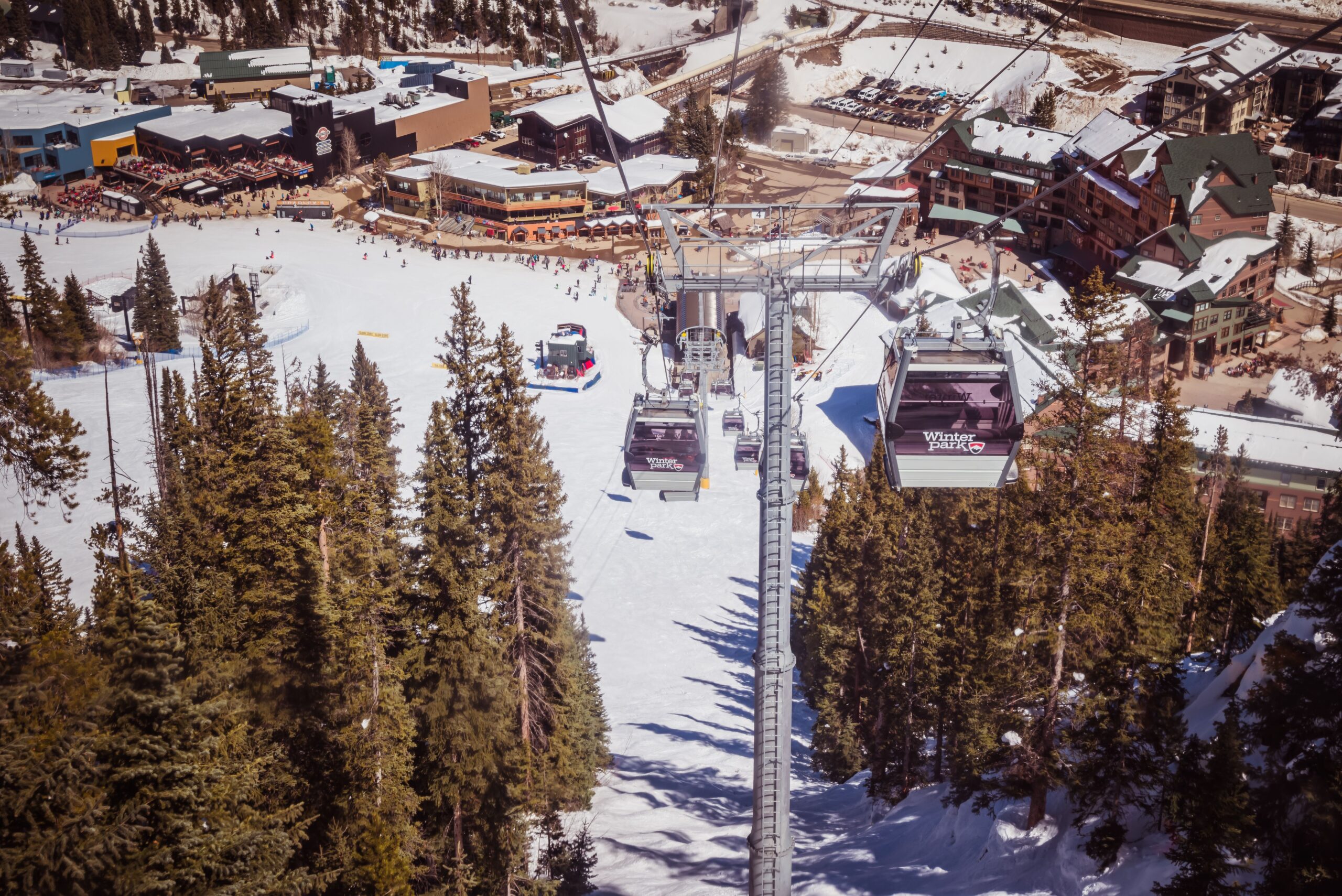 Empty Colorado ski town street during off-season