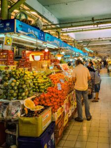 Local Thai market scene away from tourist areas